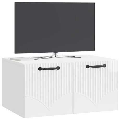 Vidaxl wandbeugel tv-kast hoogglans wit 59,5 x 41 x 30 cm bewerkt hout