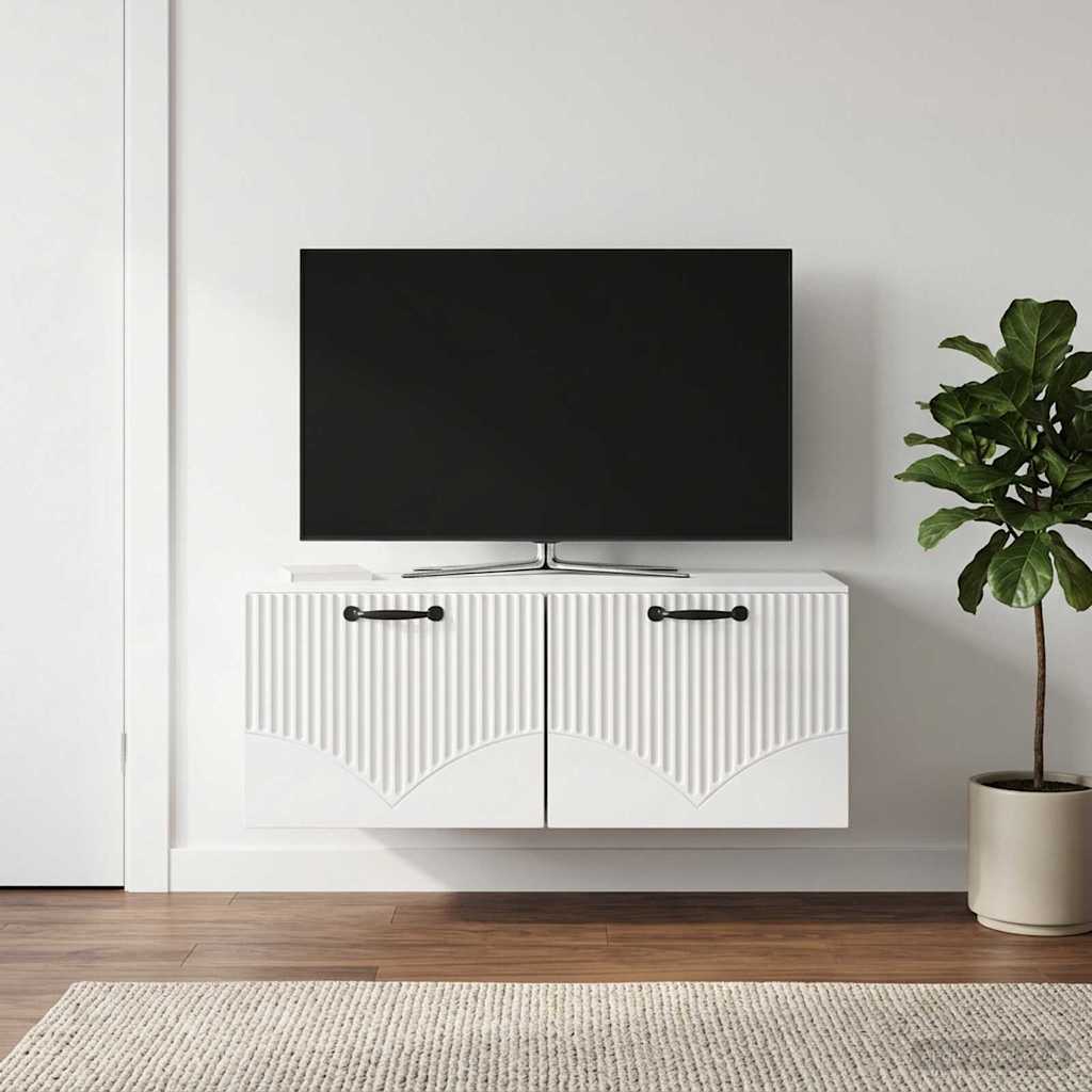 Vidaxl wandbeugel tv-kast hoogglans wit 78,5 x 41 x 30 cm bewerkt hout