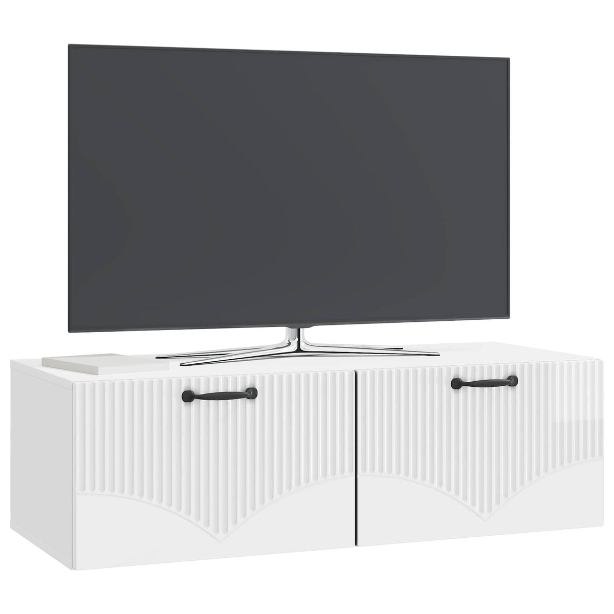Vidaxl wandbeugel tv-kast hoogglans wit 98 x 41 x 30 cm bewerkt hout