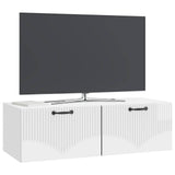 Vidaxl wandbeugel tv-kast hoogglans wit 98 x 41 x 30 cm bewerkt hout