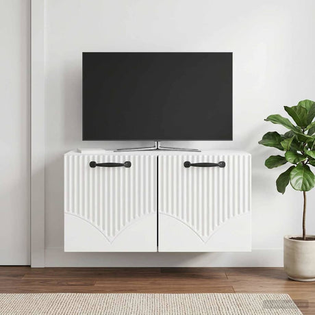 Vidaxl wandbeugel tv-kast hoogglans wit 59,5 x 31 x 30 cm bewerkt hout