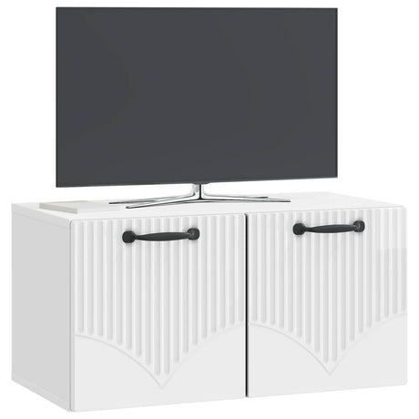 Vidaxl wandbeugel tv-kast hoogglans wit 59,5 x 31 x 30 cm bewerkt hout