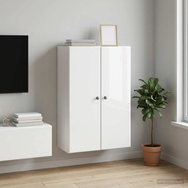 Vidaxl wandkast 66 x 34,5 x 90 cm bewerkt hout hoogglans wit