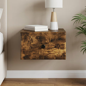 Vidaxl wandbeugel bedkast gerookt eiken 34,5 x 33 x 20 cm bewerkt hout