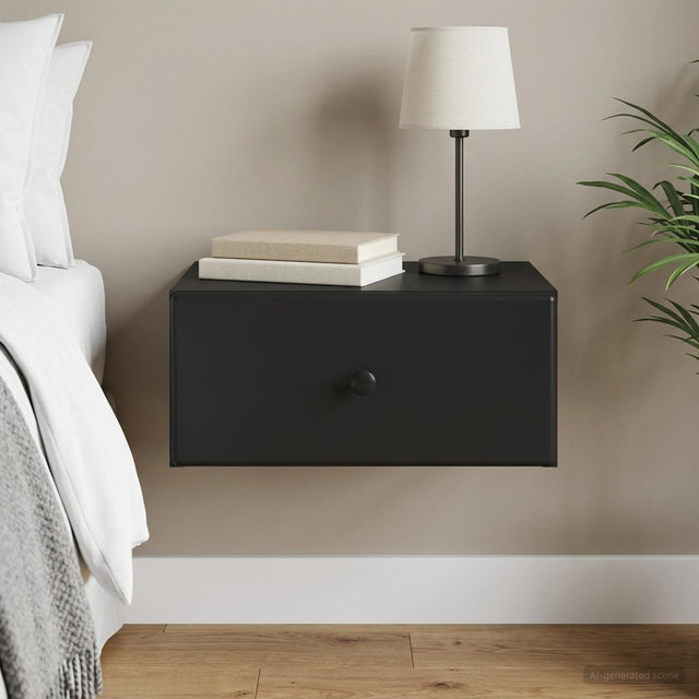 Vidaxl wandbeugel bedkast zwart 49 x 34,5 x 20 cm bewerkt hout