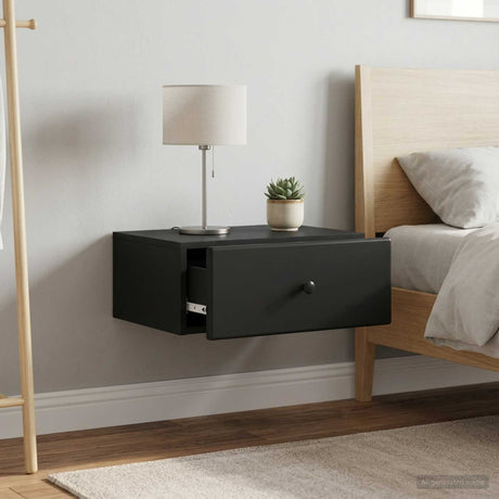 Vidaxl wandbeugel bedkast 2 st zwart 49 x 34,5 x 20 cm bewerkt hout