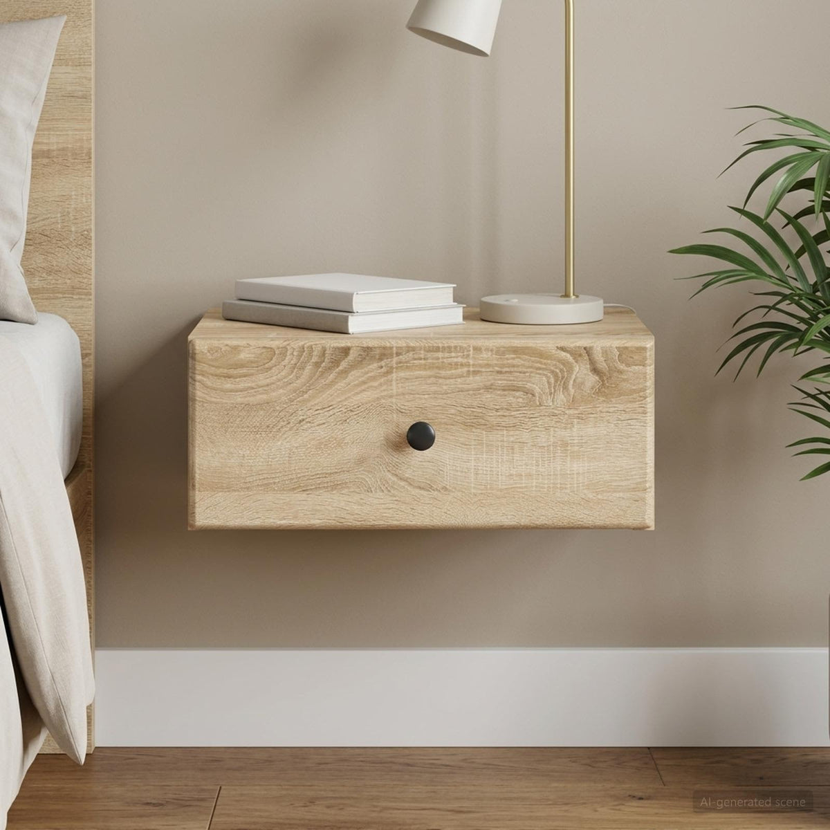 Vidaxl wandbeugel bedkast sonoma eiken 49 x 34,5 x 20 cm bewerkt hout