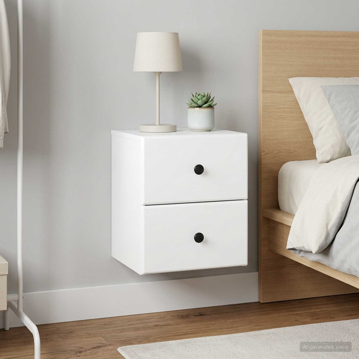 Vidaxl wandbeugel bedkast 2 st wit 34,5 x 33 x 40 cm bewerkt hout
