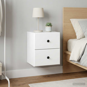 Vidaxl wandbeugel bedkast 2 st wit 34,5 x 33 x 40 cm bewerkt hout