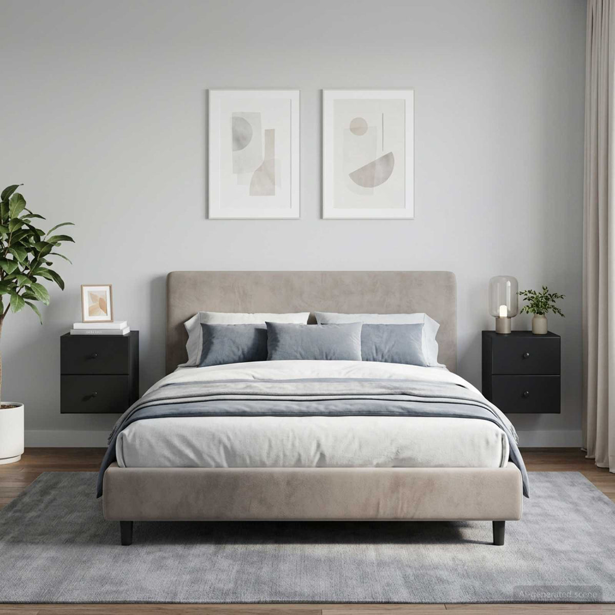 Vidaxl wandbeugel bedkast 2 st zwart 34,5 x 33 x 40 cm bewerkt hout