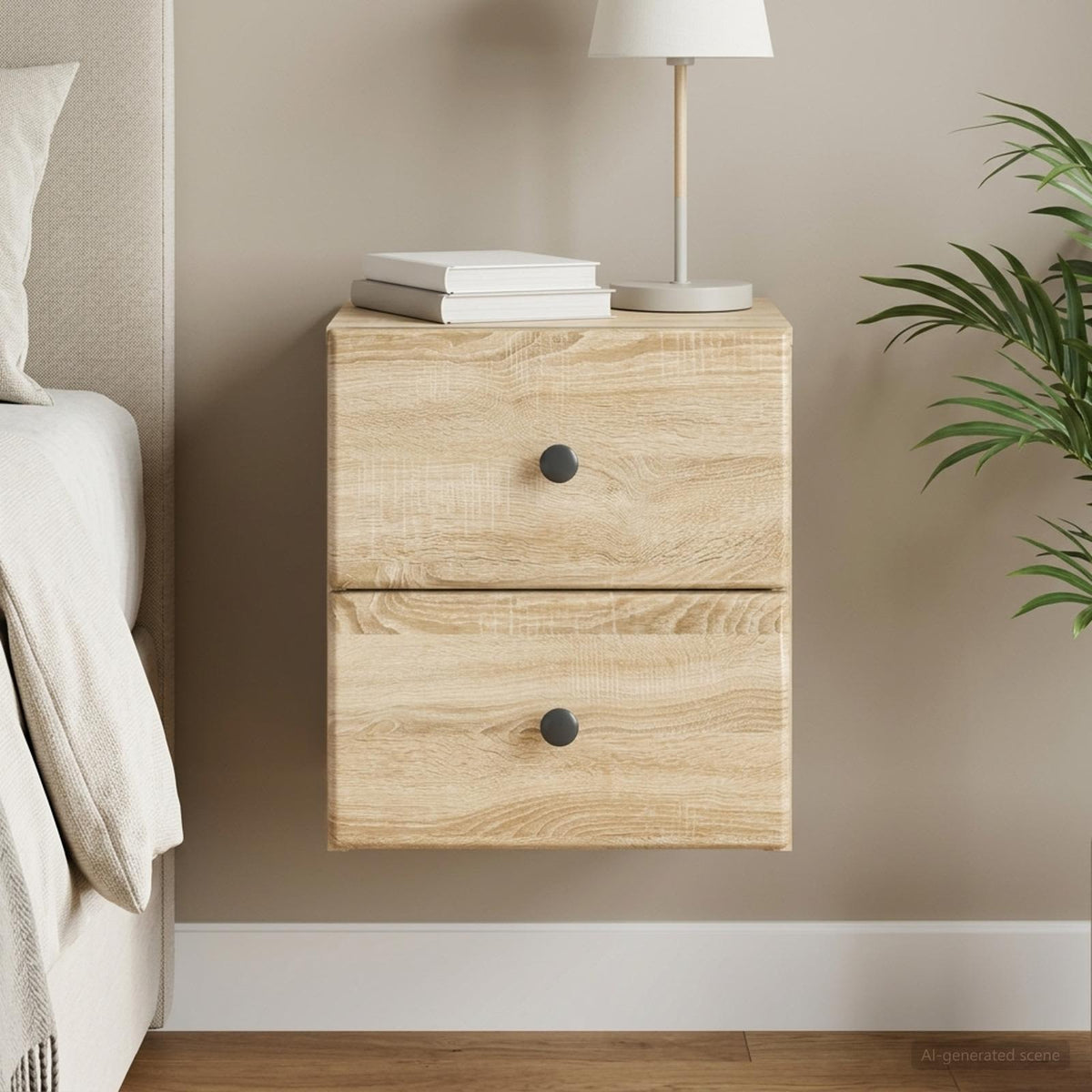 Vidaxl wandbeugel bedkast sonoma eiken 34,5 x 33 x 40 cm bewerkt hout