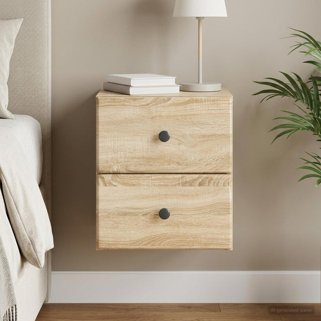 Vidaxl wandbeugel bedkast sonoma eiken 34,5 x 33 x 40 cm bewerkt hout