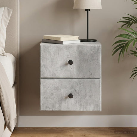Vidaxl wandbeugel bedkast betongrijs 34,5 x 33 x 40 cm bewerkt hout