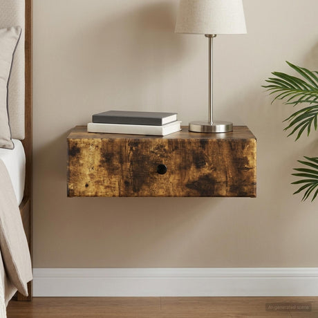 Vidaxl wandmontage zijtafel gerookt eiken 59 x 34,5 x 17 cm