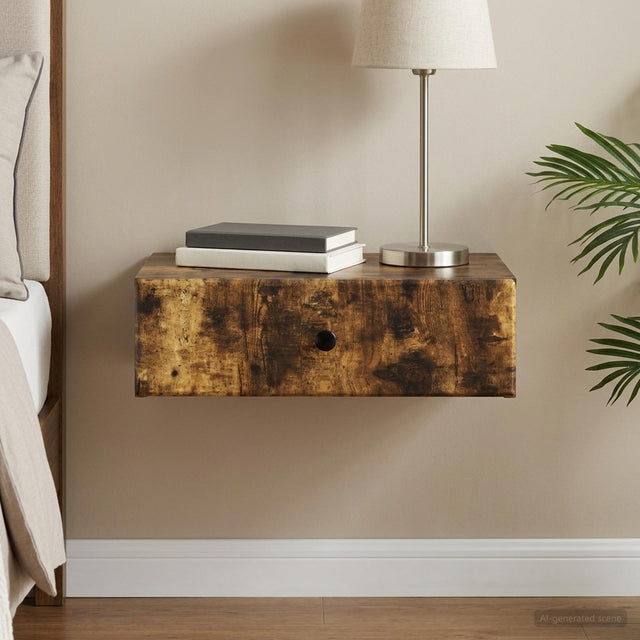 Vidaxl wandmontage zijtafel gerookt eiken 59 x 34,5 x 17 cm