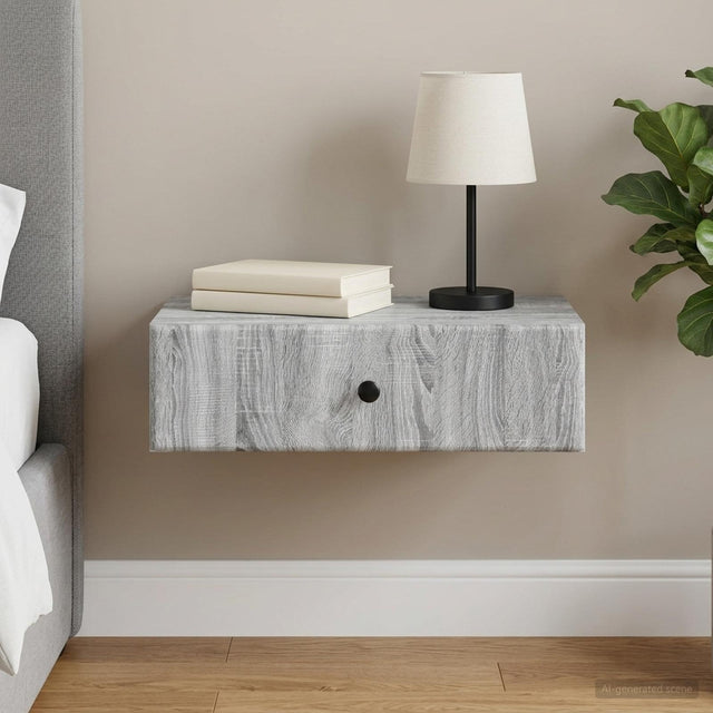 Vidaxl wandmontage zijtafel grijs sonoma 59 x 34,5 x 17 cm