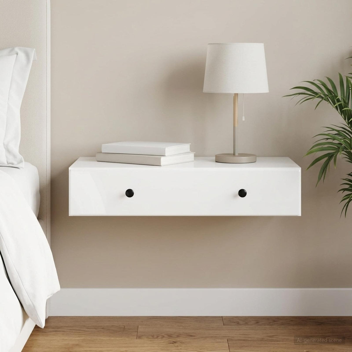 Vidaxl wandmontage zijtafel hoogglans wit 87,5 x 34,5 x 17 cm