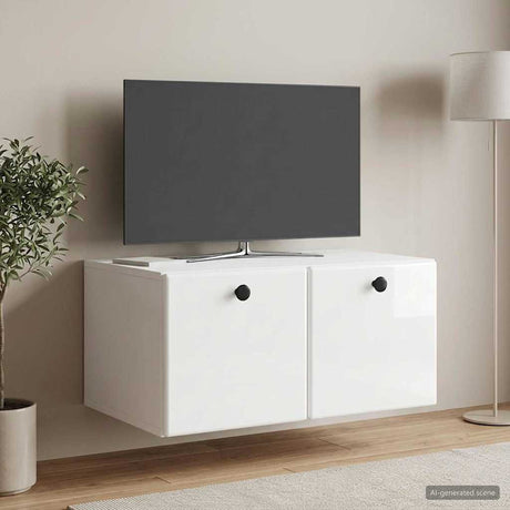 Vidaxl wandbeugel tv-kast 59,5 x 41 x 30 cm hoogglans wit bewerkt hout