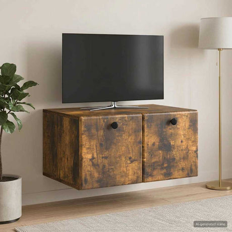 Vidaxl wandbeugel tv-kast 59,5 x 41 x 30 cm gerookt eiken bewerkt hout
