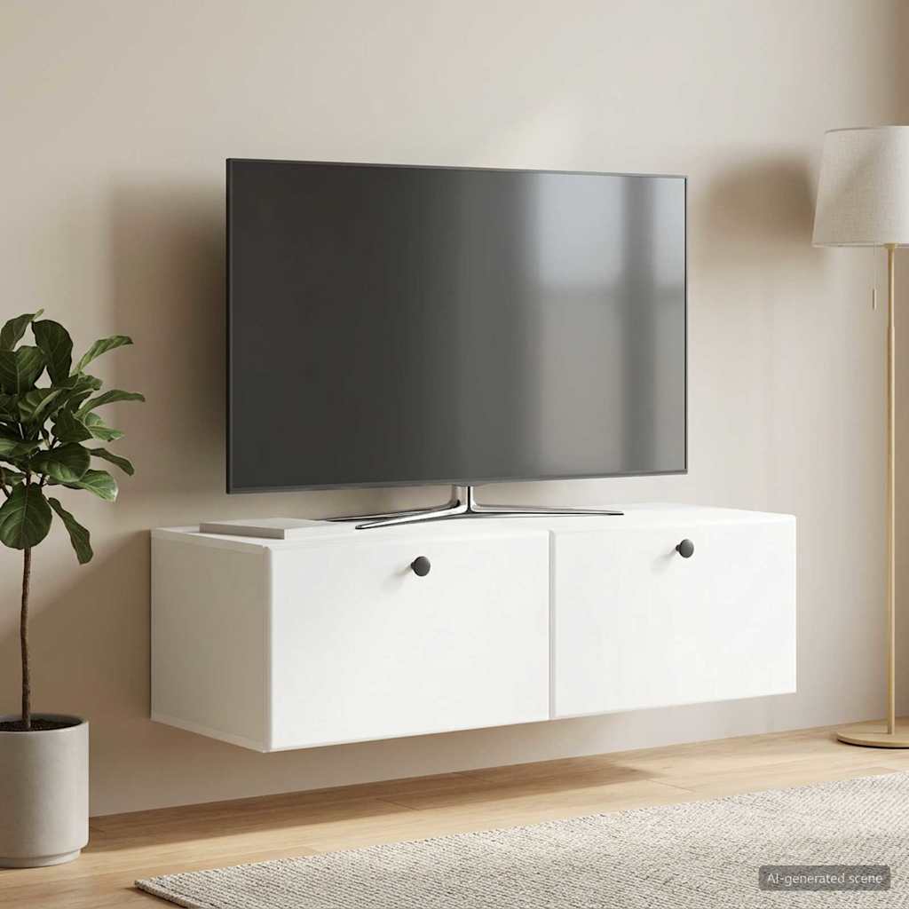 Vidaxl wandbeugel tv-kast 98 x 41 x 30 cm wit bewerkt hout