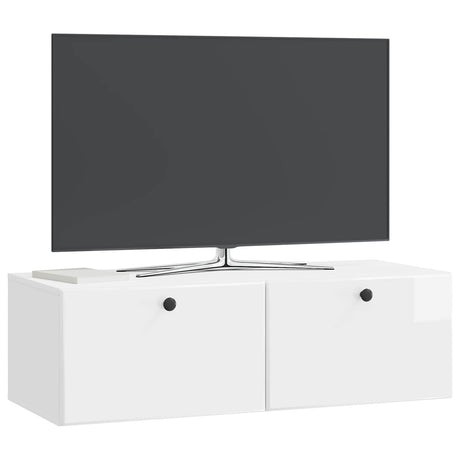 Vidaxl wandbeugel tv-kast 98 x 41 x 30 cm hoogglans wit bewerkt hout