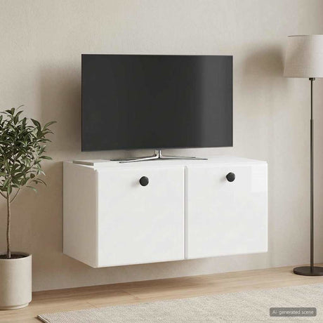 Vidaxl wandbeugel tv-kast 59,5 x 31 x 30 cm hoogglans wit bewerkt hout