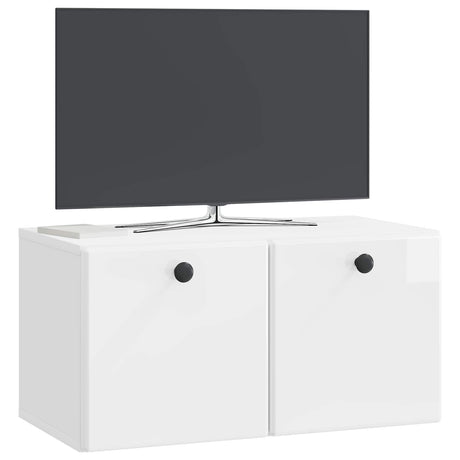 Vidaxl wandbeugel tv-kast 59,5 x 31 x 30 cm hoogglans wit bewerkt hout