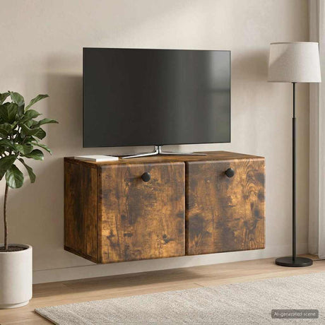 Vidaxl wandbeugel tv-kast 59,5 x 31 x 30 cm gerookt eiken bewerkt hout