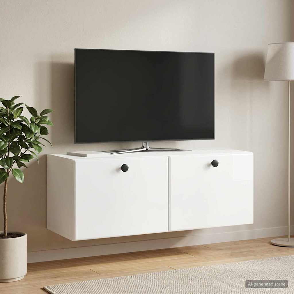 Vidaxl wandbeugel tv-kast 78,5 x 31 x 30 cm hoogglans wit bewerkt hout