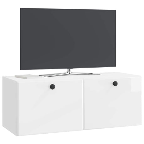 Vidaxl wandbeugel tv-kast 78,5 x 31 x 30 cm hoogglans wit bewerkt hout