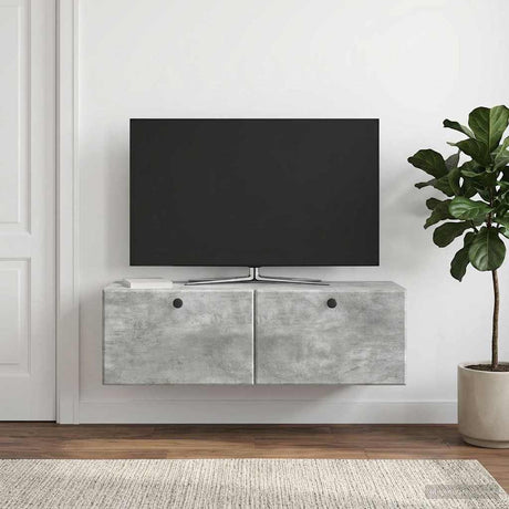 Vidaxl wandbeugel tv-kast 98 x 31 x 30 cm betongrijs bewerkt hout