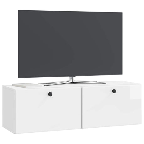 Vidaxl wandbeugel tv-kast 98 x 31 x 30 cm hoogglans wit bewerkt hout