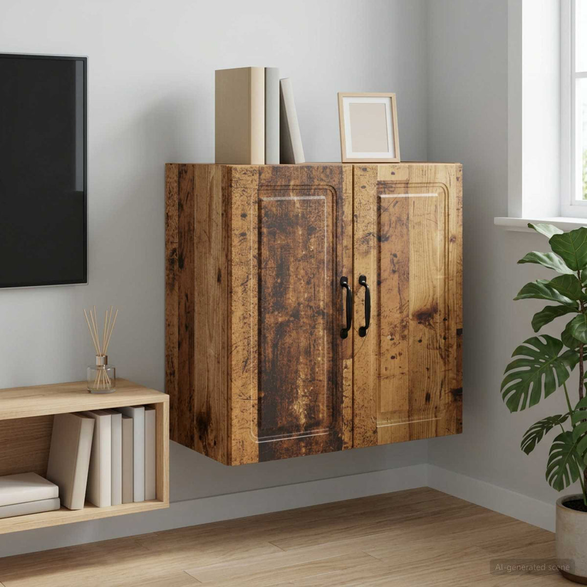 Vidaxl wandkast 59 x 31 x 60 cm bewerkt hout oud hout