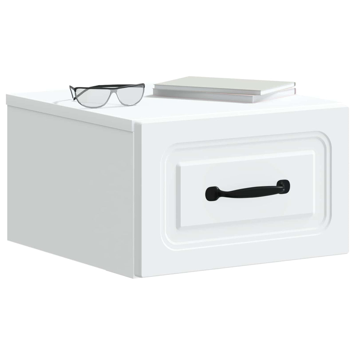 Vidaxl wandbeugel bedkast met lade wit 34,5 x 33 x 20 cm bewerkt hout