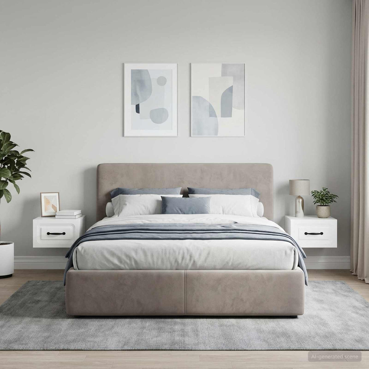 Vidaxl wandbeugel bedkast 2 st hoogglans wit 34,5 x 33 x 20 cm