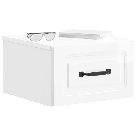 Vidaxl wandbeugel bedkast 2 st hoogglans wit 34,5 x 33 x 20 cm