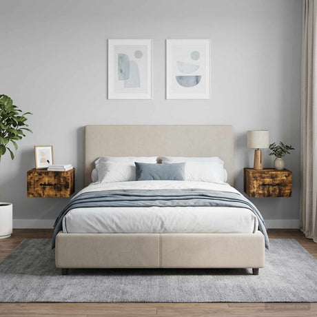 Vidaxl wandbeugel bedkast 2 st gerookt eiken 34,5 x 33 x 20 cm