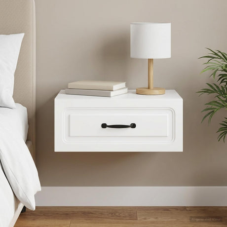 Vidaxl wandbeugel bedkast met lade wit 49 x 34,5 x 20 cm bewerkt hout