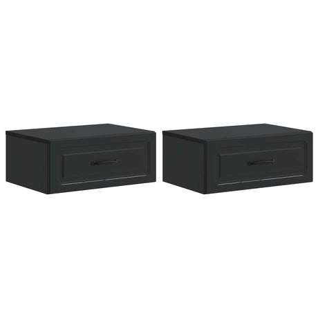 Vidaxl wandbeugel bedkast 2 st zwart 49 x 34,5 x 20 cm bewerkt hout