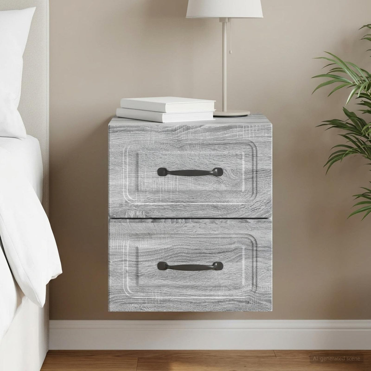 Vidaxl wandbeugel bedkast grijs sonoma 34,5 x 33 x 40 cm bewerkt hout