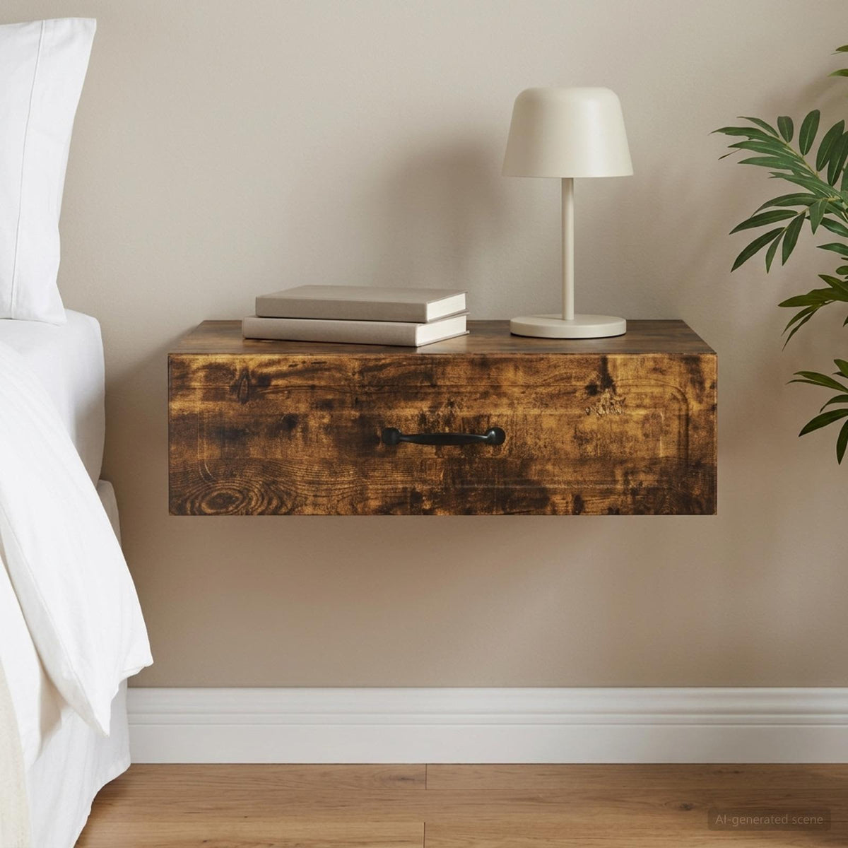 Vidaxl wandmontage zijtafel gerookt eiken 59 x 34,5 x 17 cm