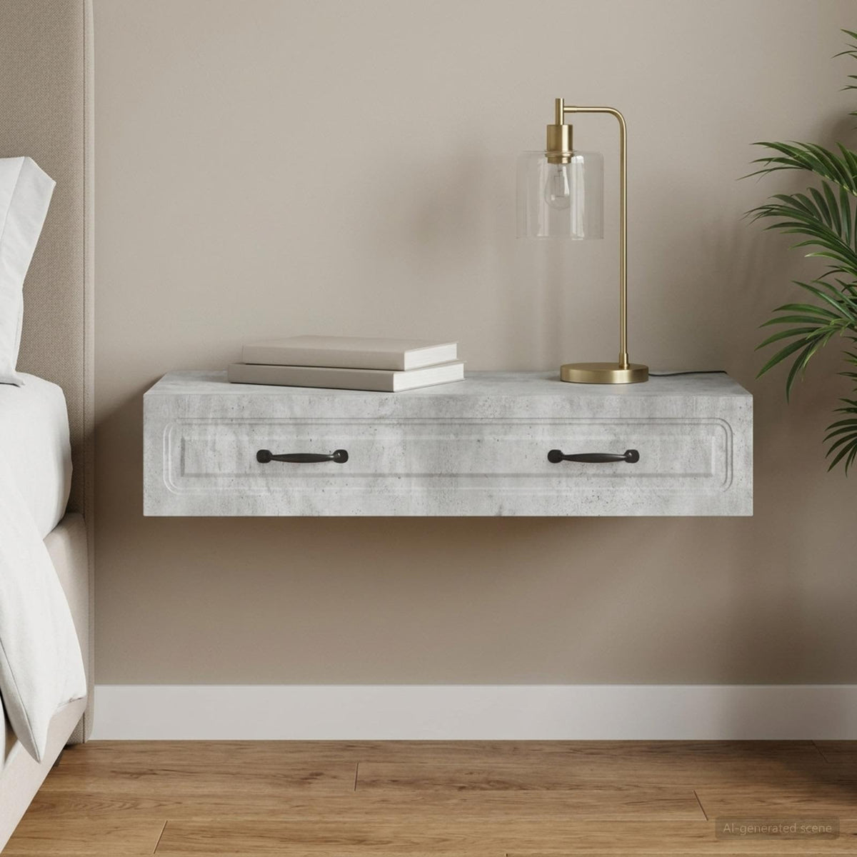 Vidaxl wandmontage zijtafel betongrijs 87,5 x 34,5 x 17 cm