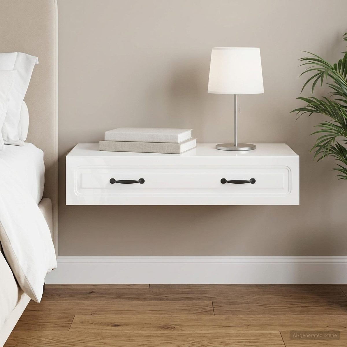 Vidaxl wandmontage zijtafel hoogglans wit 87,5 x 34,5 x 17 cm