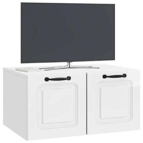 Vidaxl wandbeugel tv-kast hoogglans wit 59,5 x 41 x 30 cm bewerkt hout