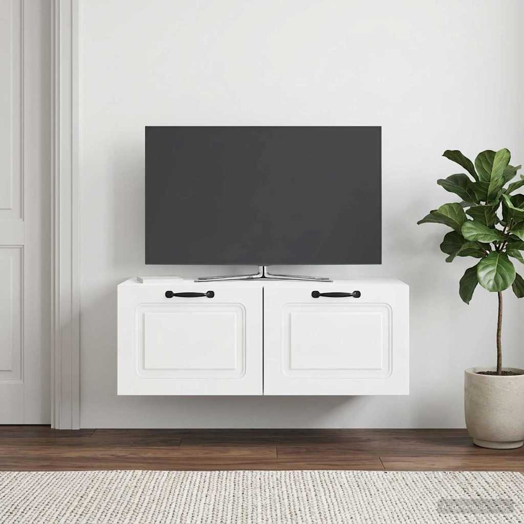 Vidaxl wandbeugel tv-kast hoogglans wit 78,5 x 41 x 30 cm bewerkt hout