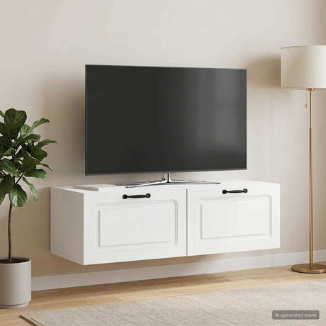 Vidaxl wandbeugel tv-kast hoogglans wit 98 x 41 x 30 cm bewerkt hout