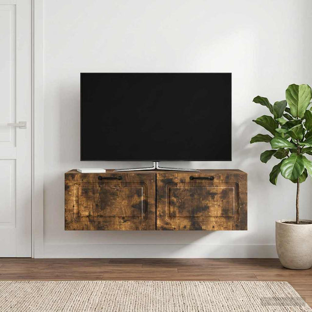 Vidaxl wandbeugel tv-kast gerookt eiken 98 x 41 x 30 cm bewerkt hout