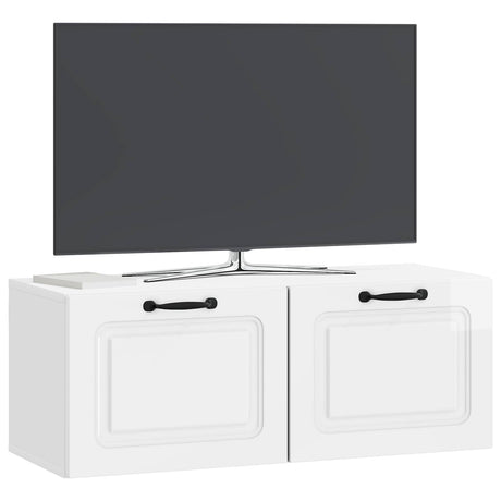 Vidaxl wandbeugel tv-kast hoogglans wit 78,5 x 31 x 30 cm bewerkt hout