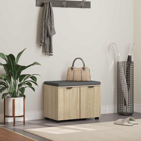 Vidaxl halbank met kussen met plank sonoma eiken 60 x 38 x 46 cm