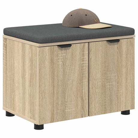 Vidaxl halbank met kussen met plank sonoma eiken 60 x 38 x 46 cm